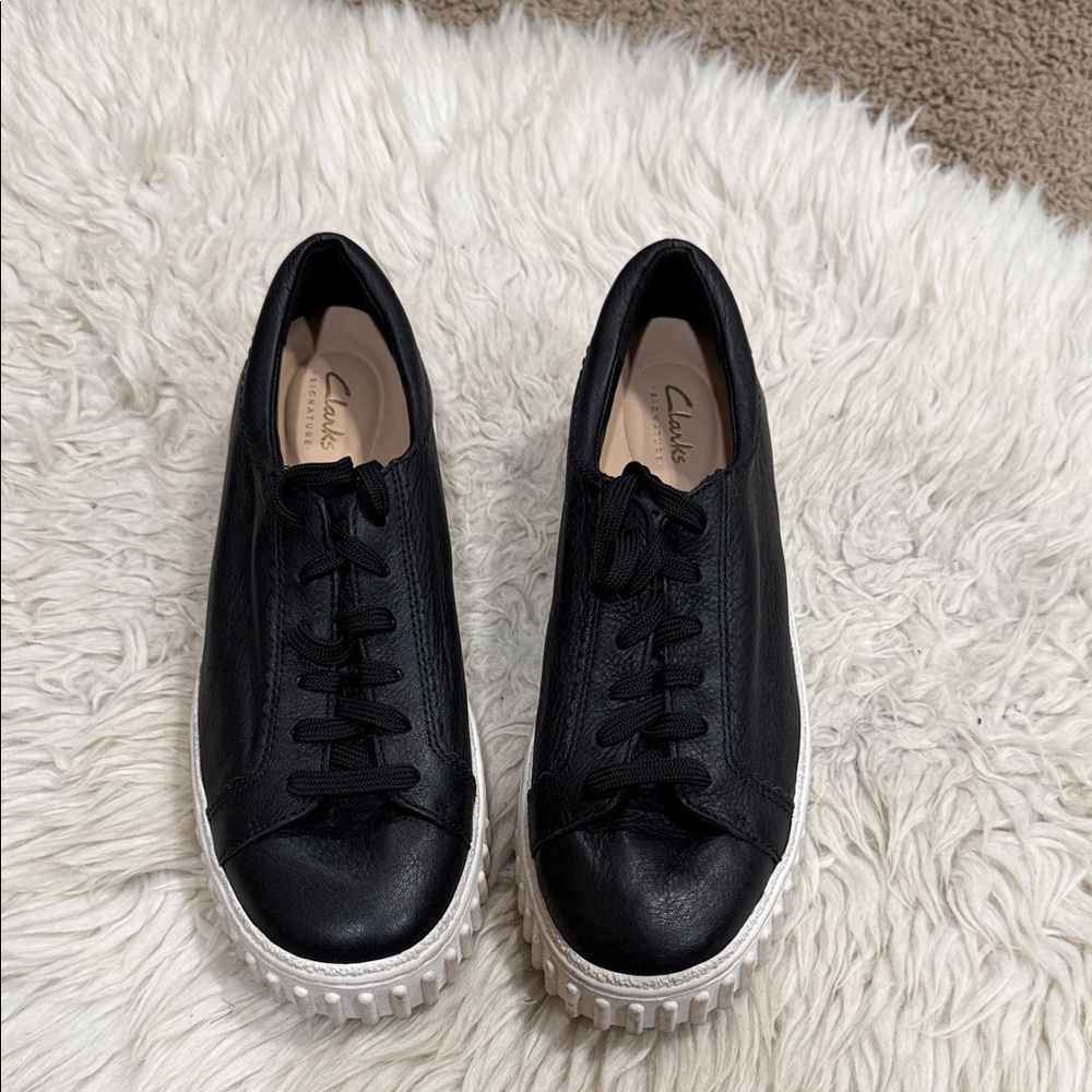 Clarks Mayhill Black Leather Platform Walk Sneaker‎ (Women) Size 8M